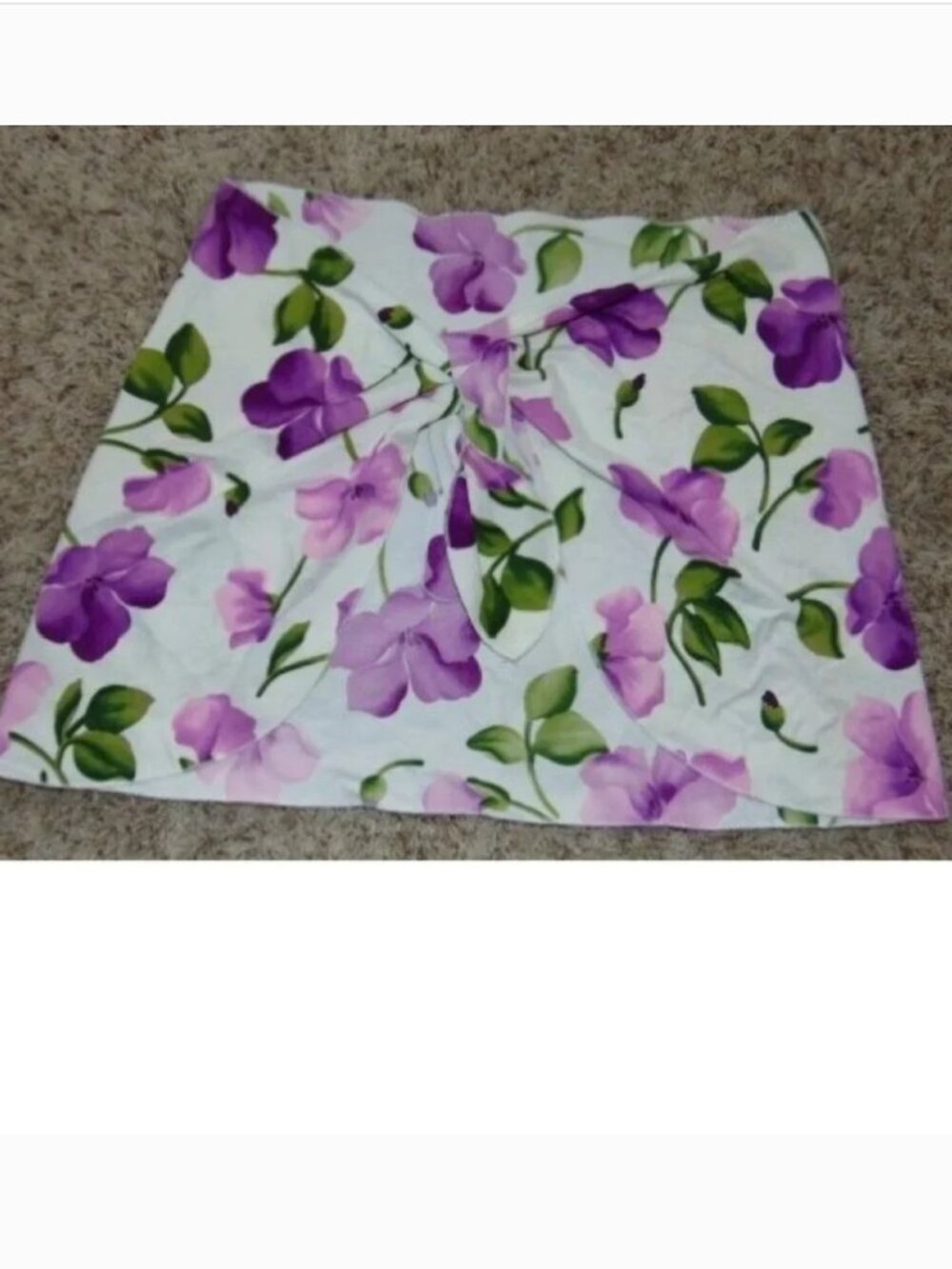 Carabella Sarong Swimsuit Coverup Wrap Womens OS Purple White Floral Tie Waist
